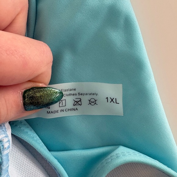 Light Blue Bandeau Bikini Set High Waisted Bottoms Size 1X - Picture 2 of 2